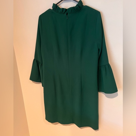 J. Crew Ruffle Neck shift dress in 365 Crepe Kelly Green - Picture 3 of 6